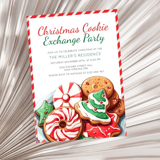 Christmas Cookie Exchange Party Festive Red Invitation