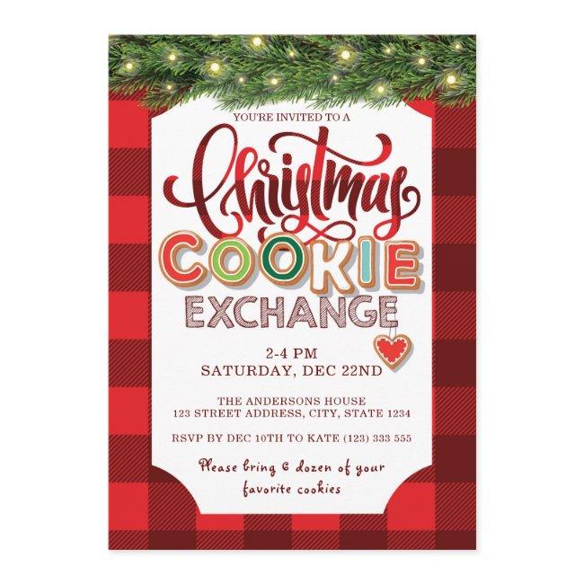 Christmas Cookie Exchange Party Red Plaid Invitation
