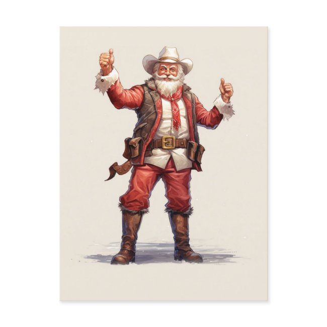 Christmas Cowboy Santa Claus Vintage Postinvitations