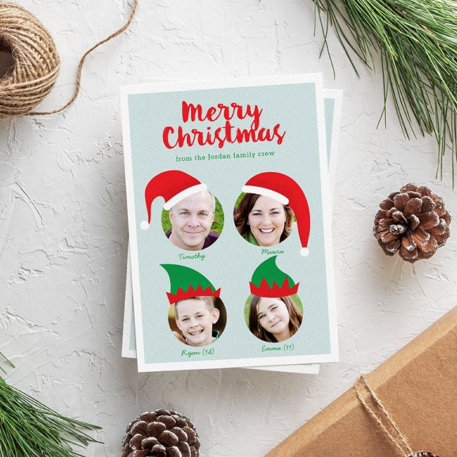 Christmas Crew Four Photo Funny Holiday Invitations