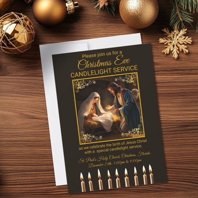 Christmas Eve Candlelight Service Nativity Invitation