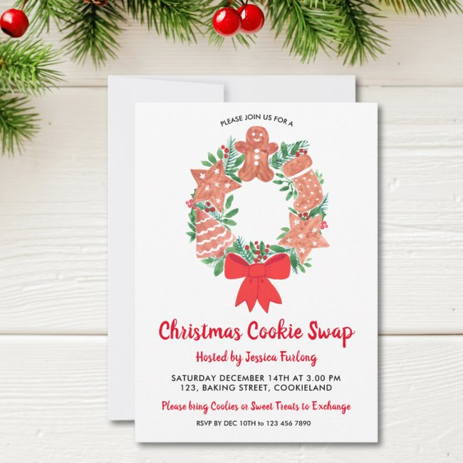 Christmas Gingerbread Cookie Swap Party Invitation