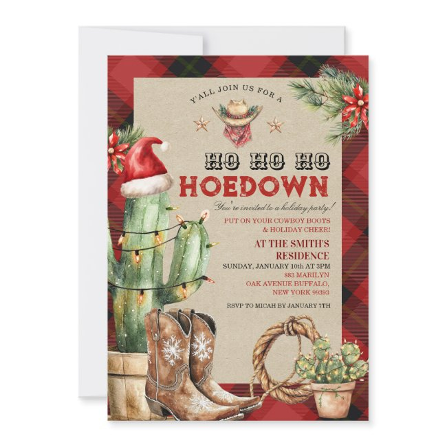 Christmas Holiday Hoedown Cowboy Western Invitation