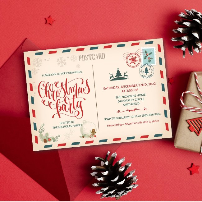 Christmas Holiday Vintage Postinvitations Invitation