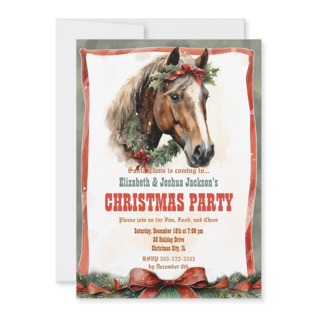 Christmas Horse Watercolor Invitation