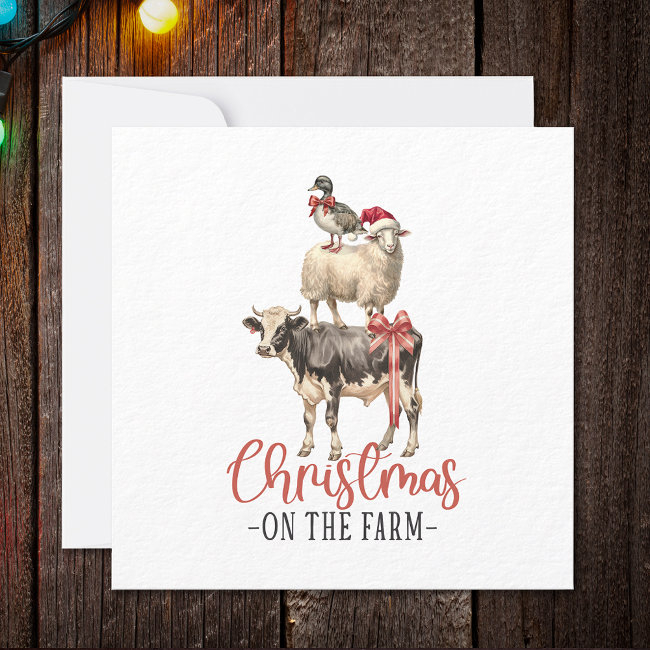 Christmas On The Farm Barnyard Animal Holiday Invitations