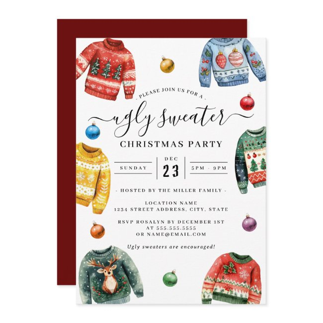 Christmas Party Ugly Sweater Invitation