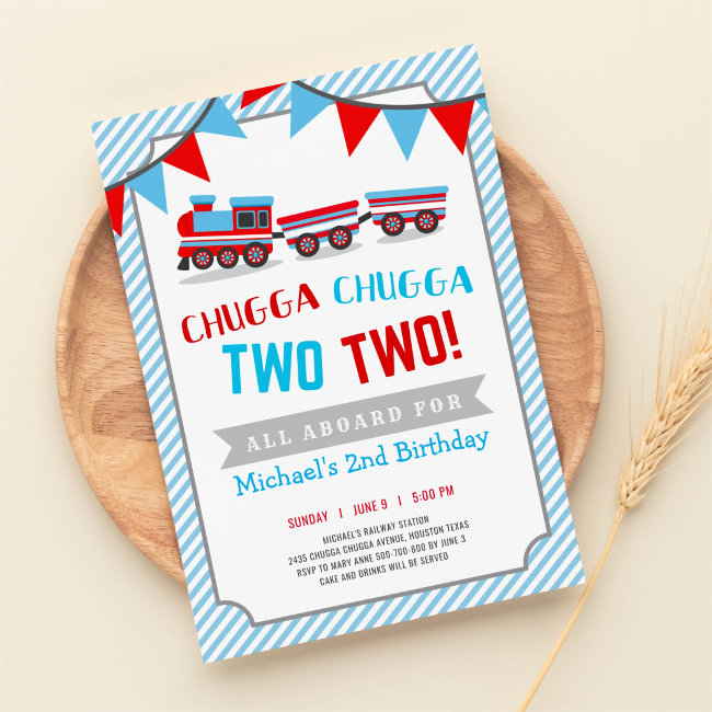 Chugga Chugga Two Two Train Birthday Invitation