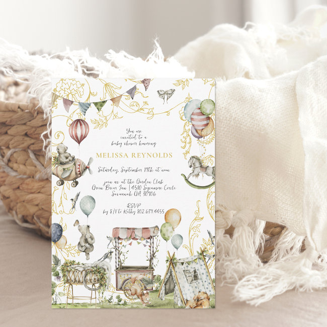 Circus Carnival | Woodland Forest Baby Shower Invitation