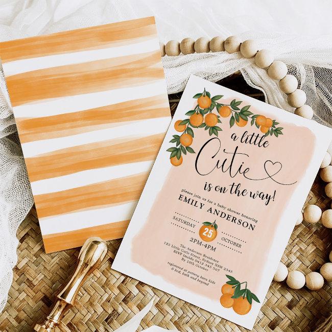 Citrus Baby Shower Botanical Orange Little Cutie Invitation