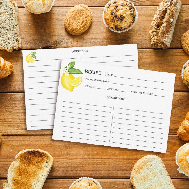 Citrus Lemon Botanical Recipe Invitations