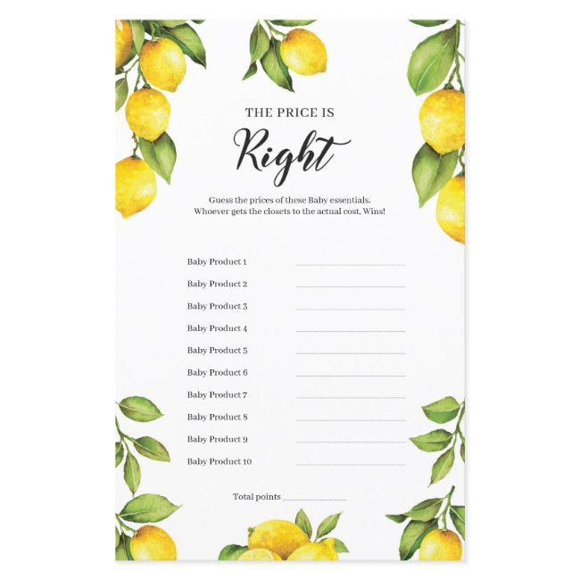 Citrus Lemons The Price Is Right Baby Game