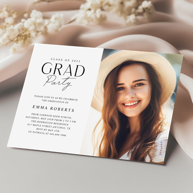 Class Of 2023 Elegant Photo College Graduation Invitation