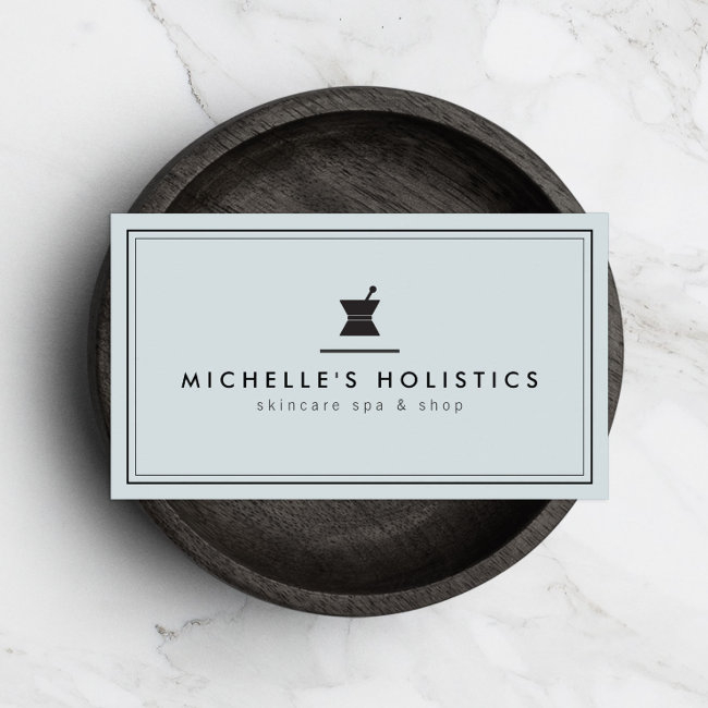 Classic Apothecary Holistic Medicine Pale Blue Business Invitations