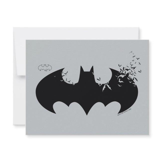 Classic Batman Logo Dissolving Into Bats Note Invitations