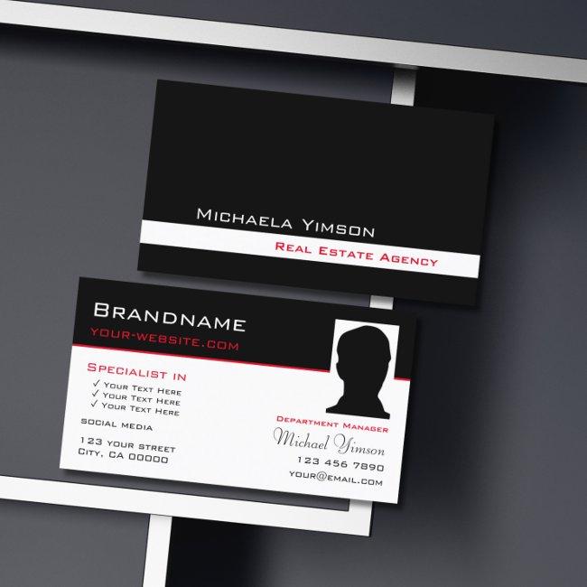 Classic Black And White With Photo Professional Business Invitations