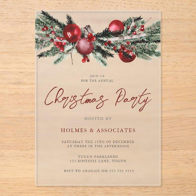 Classic Christmas Office Corporate Christmas Party Acrylic Invitations