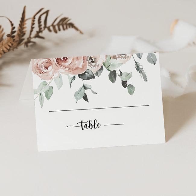 Classic Dusty Pink Rose Floral Wedding Place Invitations