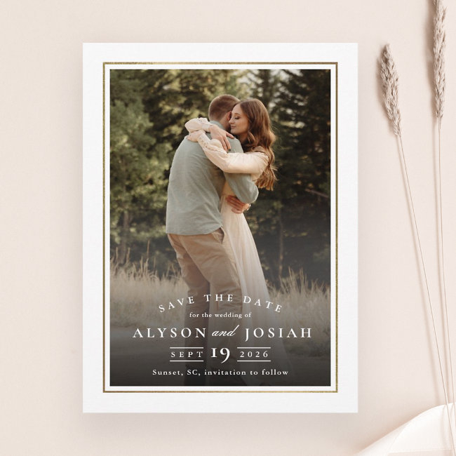 Classic Elegant Gold Wedding Photo Save The Date