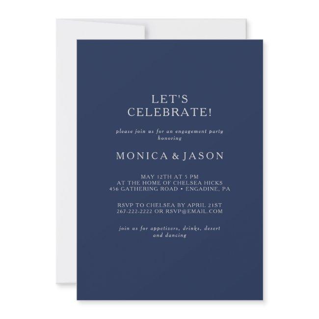 Classic Minimal Navy Blue | Silver Let's Celebrate Invitation
