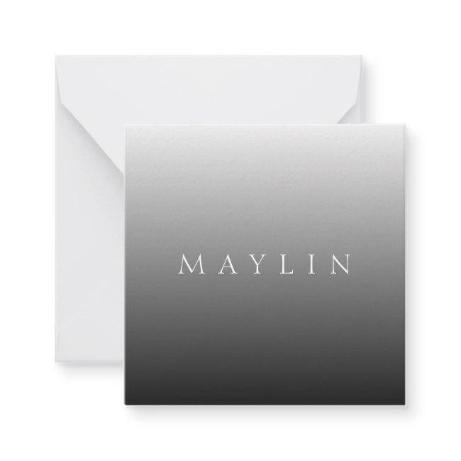 Classic Name Or Word | Gradient Grey Note Invitations