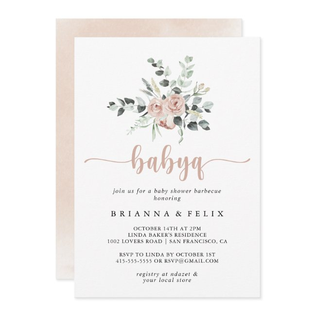 Classic Pink Rose Babyq Baby Shower Barbecue Invitation