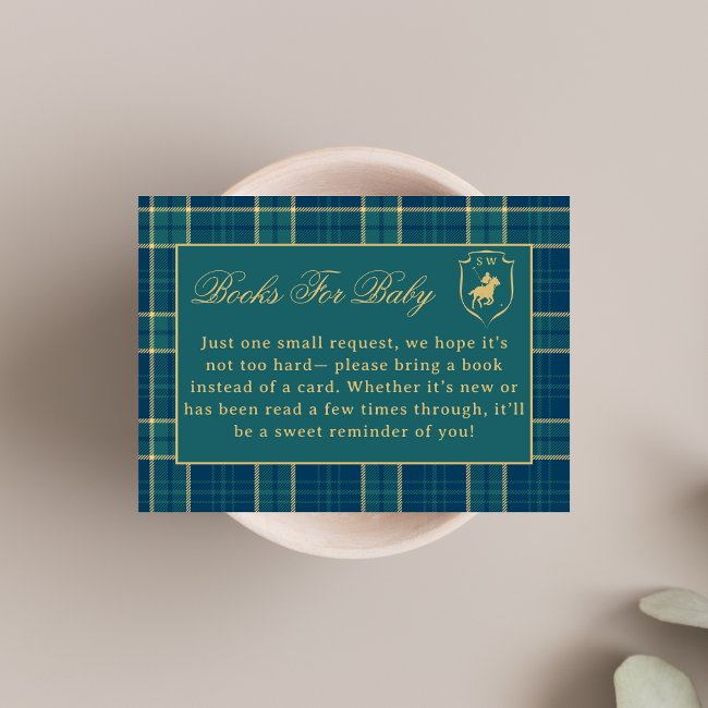 Classic Plaid Polo Equestrian Books For Baby Enclosure Invitations