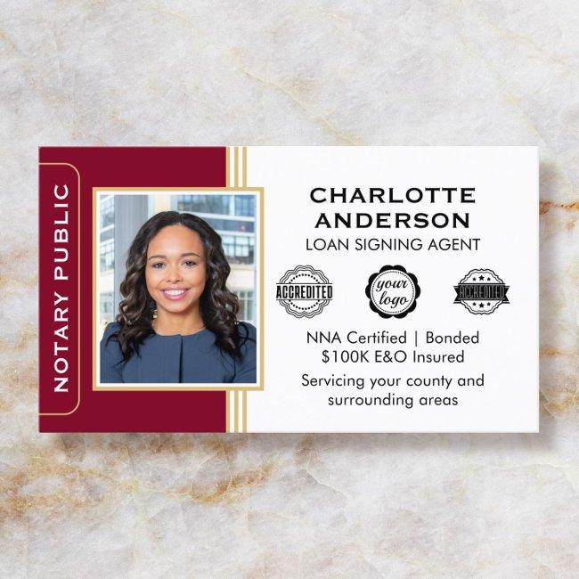 Classic Style Notary Signing Agent Id Burgundy Business Invitations