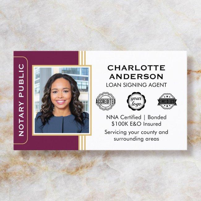 Classic Style Notary Signing Agent Id Plum Gold Business Invitations