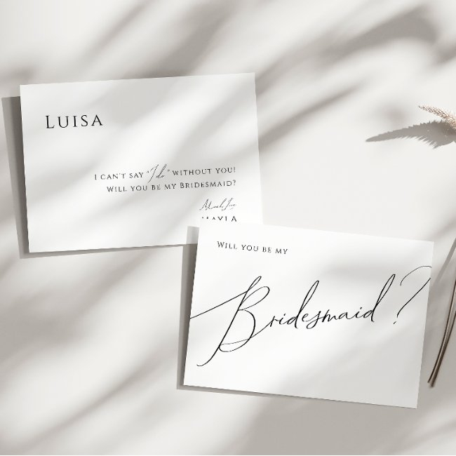 Classic Whimsical Script Bridesmaid Proposal Invitations