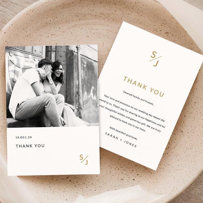 Classy Black & White Photo Wedding Thank You Invitations