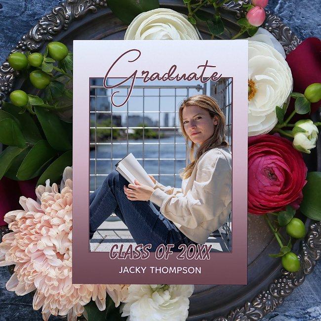 Classy Chic Ombre Mauve Taupe Dark Pink Graduation Announcement