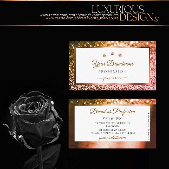 Classy Orange Pink Ombre Glitter White Diamonds Business Invitations