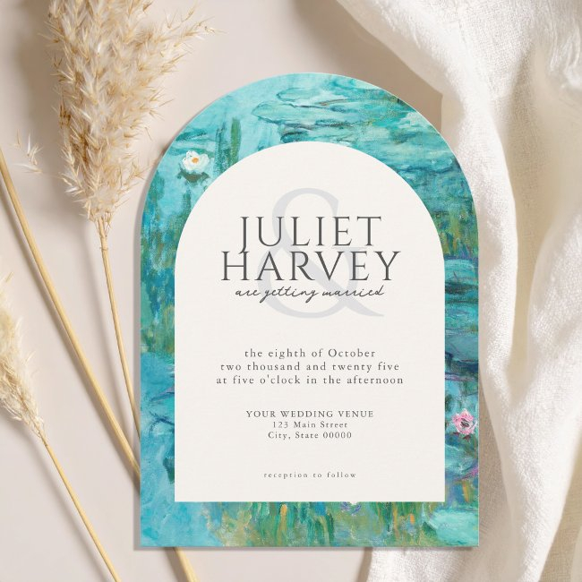 Claude Monet Waterlilies Wedding Invitation