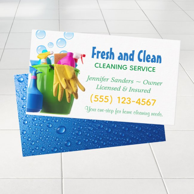 Cleaning Supplies Bucket Housekeeping Service Business Invitations