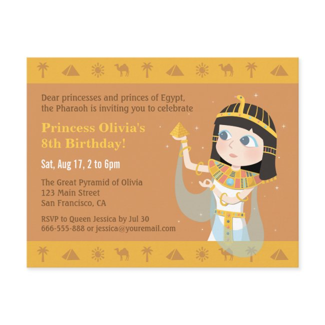 Cleopatra Egyptian Themed Kids Birthday Party Invitation