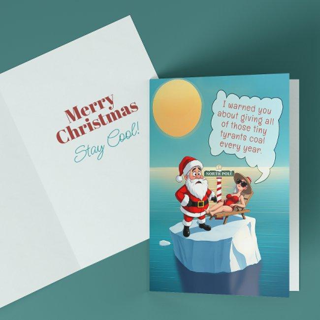 Climate Crisis At North Pole Funny Christmas Invitations