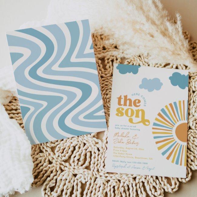 Co-ed Here Comes The Son Baby Shower Invitation