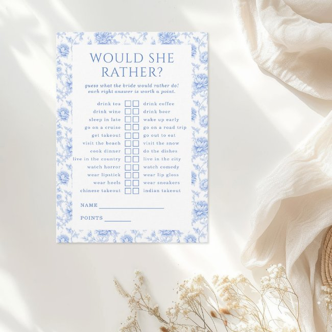 Coastal Beach Bach Floral Would She Rather Game Enclosure Invitations