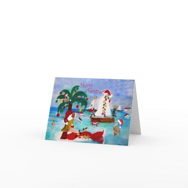 Coastal Chrismtas Harbor Holiday Boat Parade Invitations