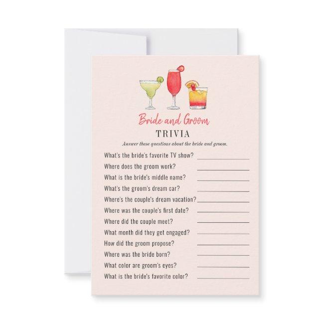 Cocktail Bride And Groom Shower Trivia Games Invitation