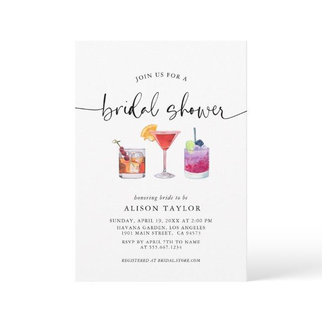 Cocktail Party Bridal Shower Calligraphy Invitation