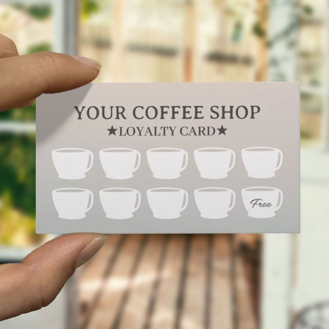 Coffee Cups Elegant Silver Cafe Customer Loyalty Invitations