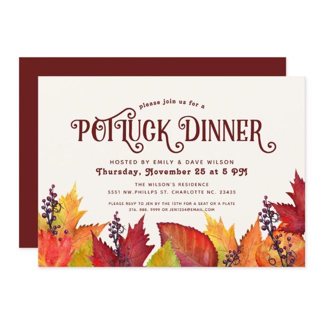 Color Of Autumn | Thanksgiving Potluck Dinner Invitation