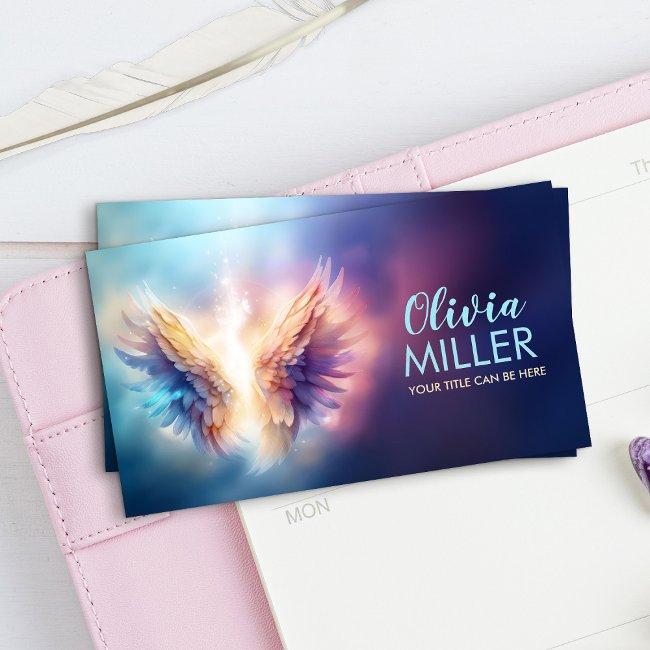 Colorful Glowing Angel Wings  Business Invitations