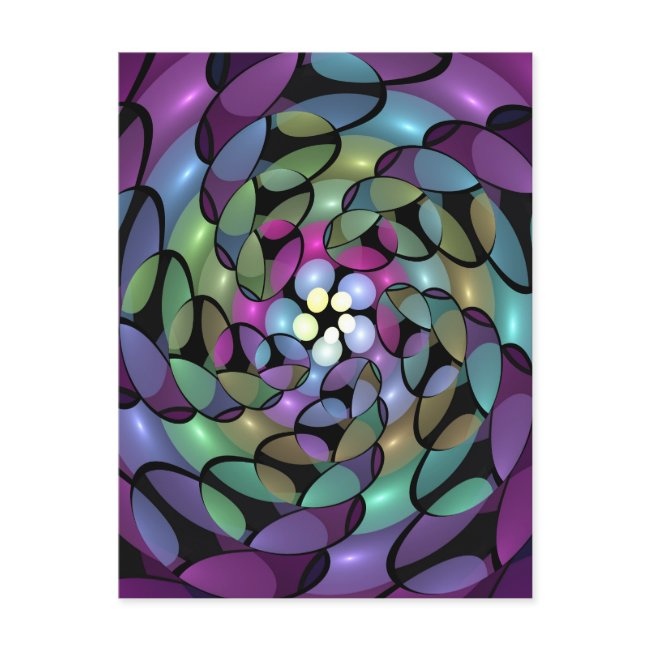 Colorful Movements Abstract Trippy Fractal Art Postinvitations