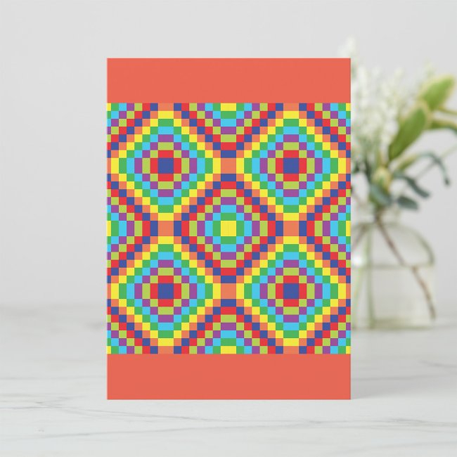 Colorful Retro Optical Illusion Geometric Rainbow Invitation