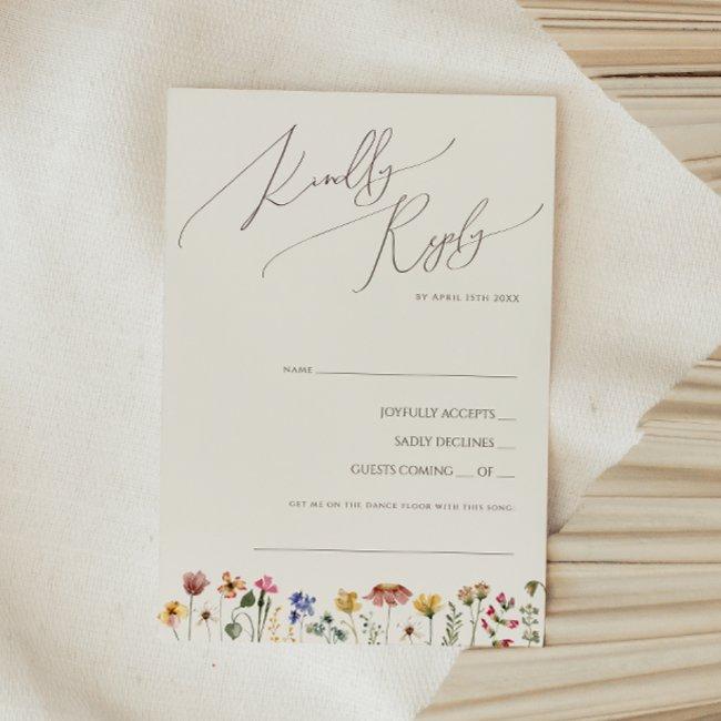 Colorful Wildflower | Beige Song Request Rsvp Invitations