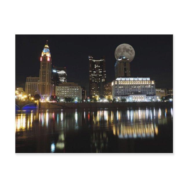 Columbus Skyline With The Moon Postinvitations