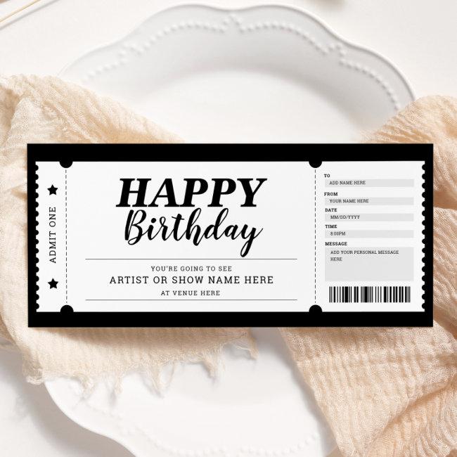 Concert Event Show Gift Ticket Any Occasion Invitation